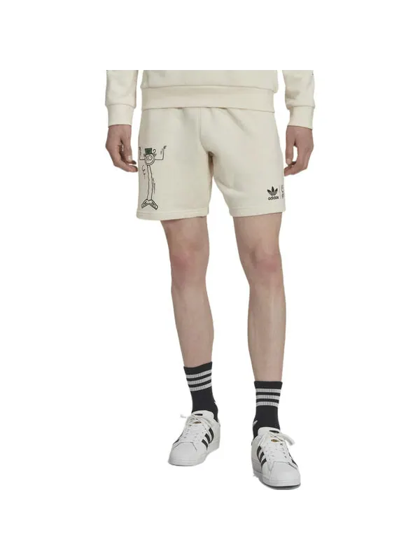 Шорты men's originals cartoon graffiti logo printing straight casual shorts creamy white Adidas — изображение 2 из 4, мульти