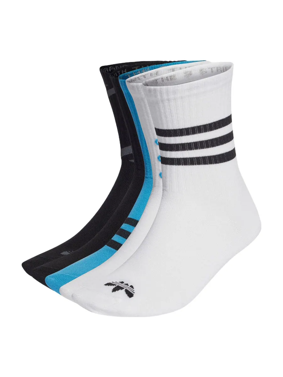 Носки adidas originals Stripe Logo Knit Sports Mid Tops Socks Unisex 1 3 Pairs White / Black / Blue — изображение 1 из 1