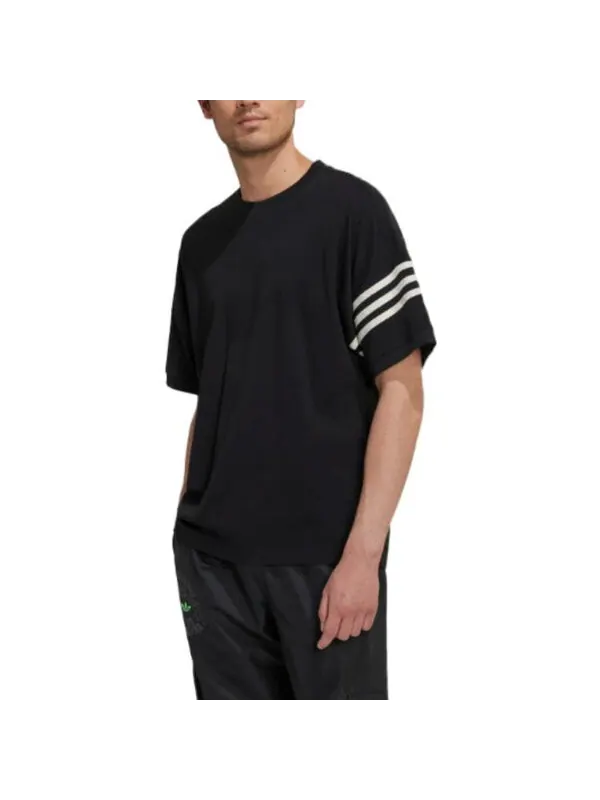 Футболка Men's adidas originals Stripe Casual Sports Short Sleeve Black T-Shirt — изображение 2 из 4, мульти