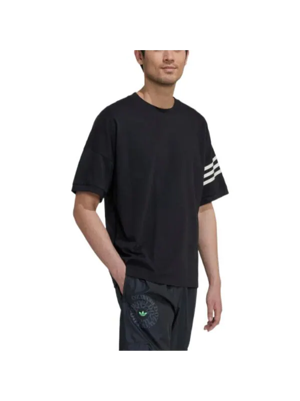Футболка Men's adidas originals Stripe Casual Sports Short Sleeve Black T-Shirt — изображение 3 из 4, мульти