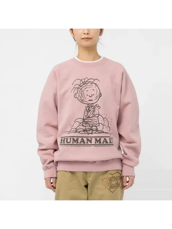 Толстовка x peanuts #2 charlie brown sweatshirt 'pink' Human Made — изображение 3 из 4, розовый