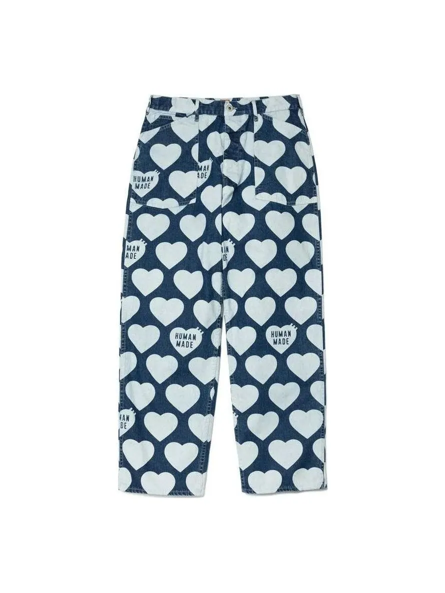Спортивные брюки HUMAN MADE Heart Baggy Denim Pants 'Indigo' — изображение 1 из 4, синий