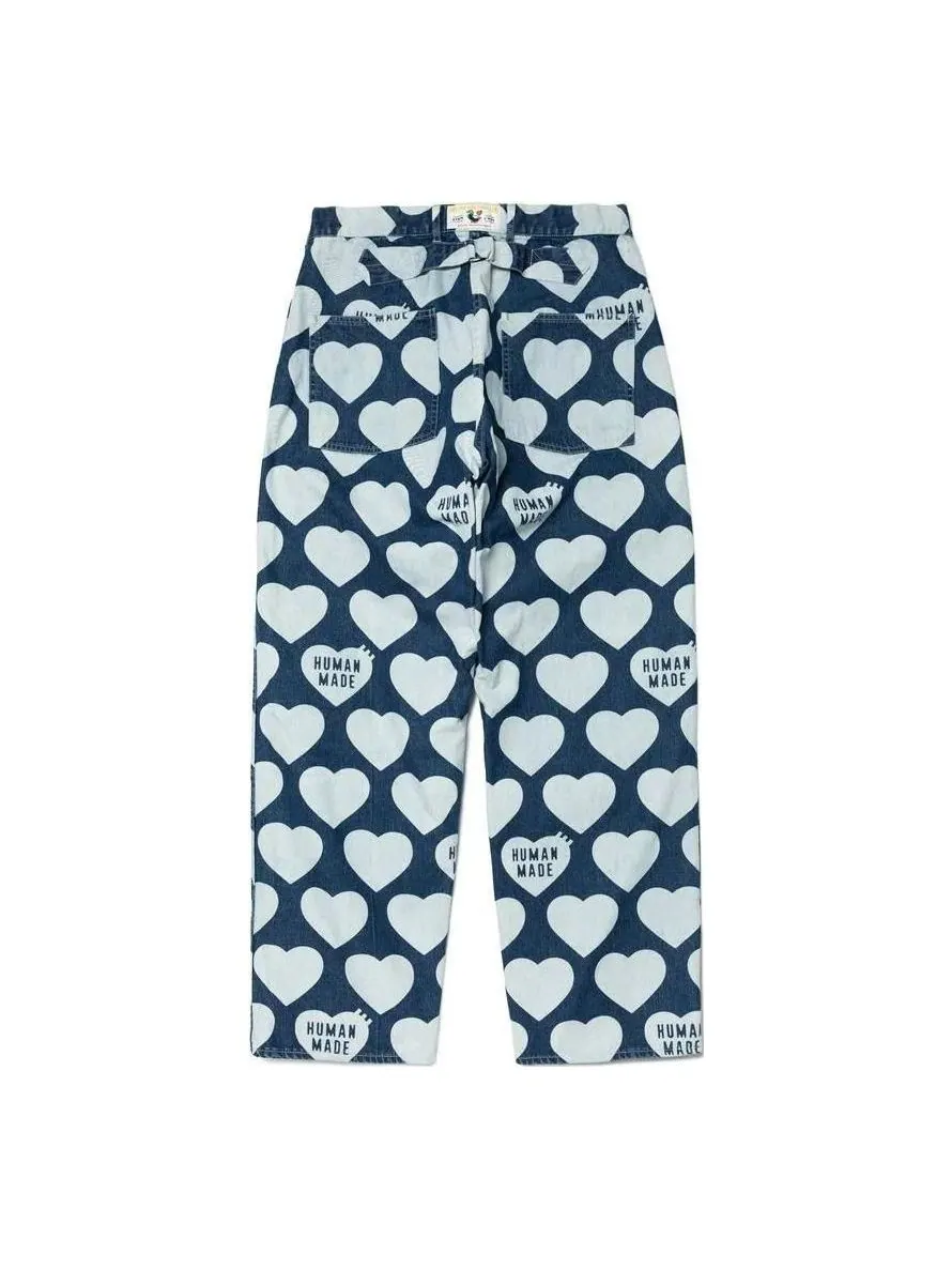Спортивные брюки HUMAN MADE Heart Baggy Denim Pants 'Indigo' — изображение 2 из 4, синий