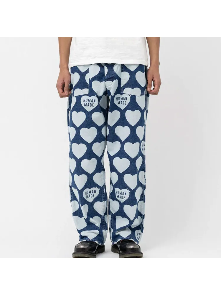 Спортивные брюки HUMAN MADE Heart Baggy Denim Pants 'Indigo' — изображение 3 из 4, синий