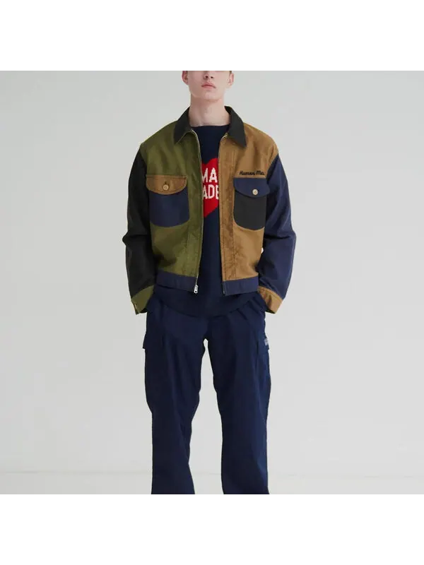 Куртка zip up work jacket 'navy' Human Made — изображение 3 из 4, темно-синий/коричневый