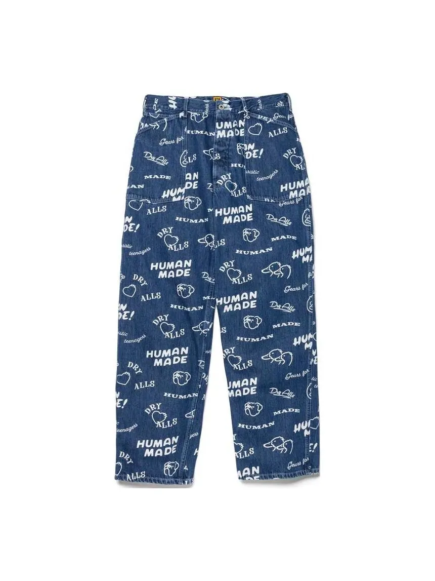 Спортивные брюки HUMAN MADE Printed Denim Baggy Jeans 'Indigo' — изображение 1 из 3, синий