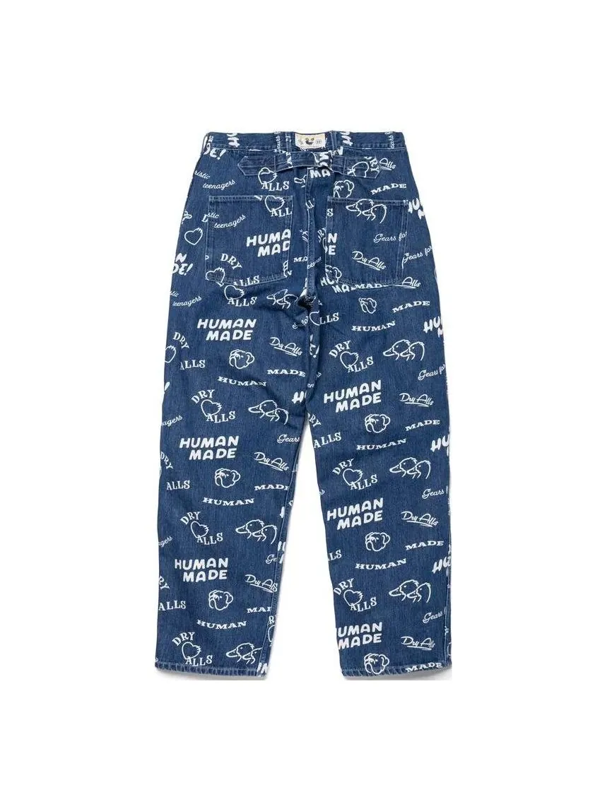 Спортивные брюки HUMAN MADE Printed Denim Baggy Jeans 'Indigo' — изображение 2 из 3, синий