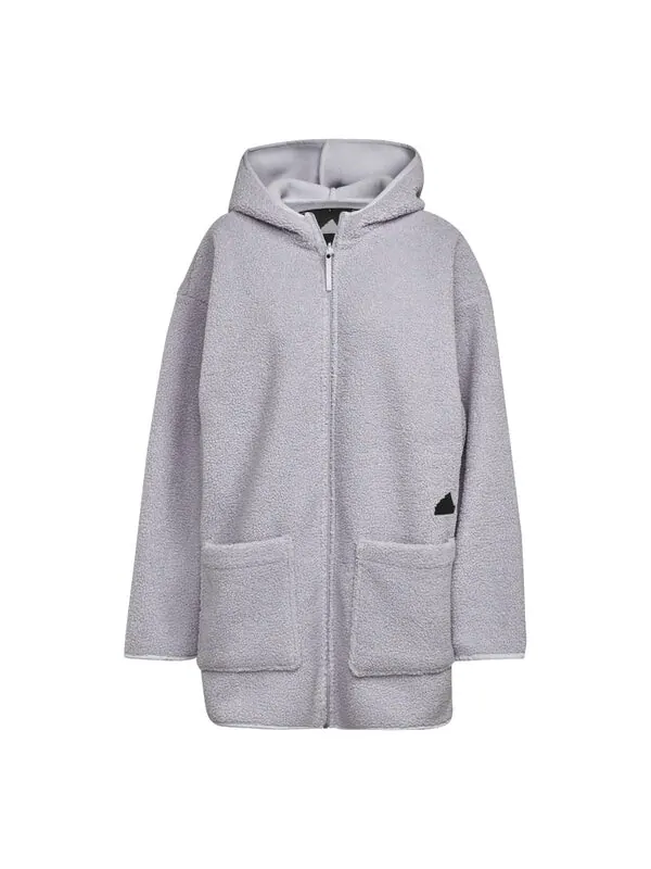 Топ из флиса с капюшоном, длинный спортивный топ Adidas — изображение 1 из 3, фиолетовый