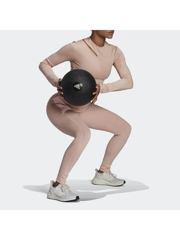 Футболка однотонные спортивные с длинными рукавами розовые Adidas — изображение 2 из 4, розовый