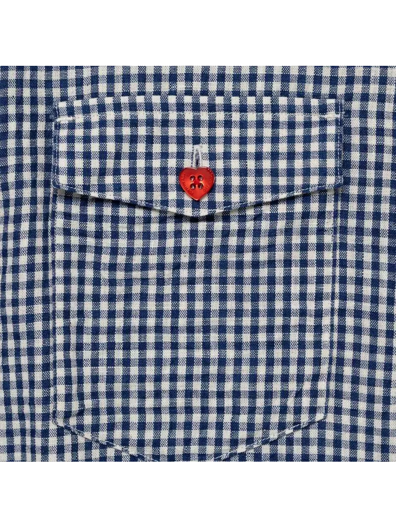 Мужская рубашка с коротким рукавом и клетчатым принтом Check B.D S/S Shirt HUMAN MADE — изображение 3 из 4, синий