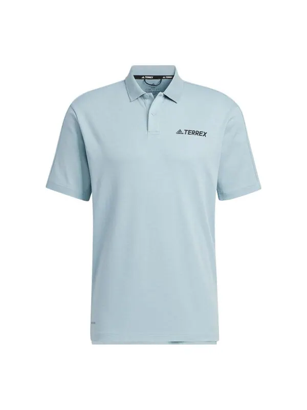 Футболка Men's adidas Terrex Tx Logo Solid Color Sports Short Sleeve Light Gray Polo Shirt — изображение 1 из 4, мульти
