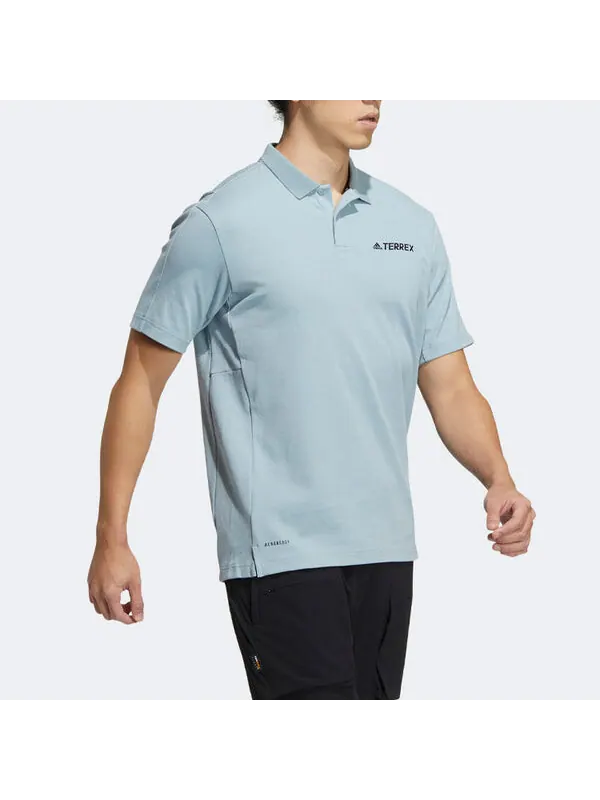 Футболка Men's adidas Terrex Tx Logo Solid Color Sports Short Sleeve Light Gray Polo Shirt — изображение 4 из 4, мульти