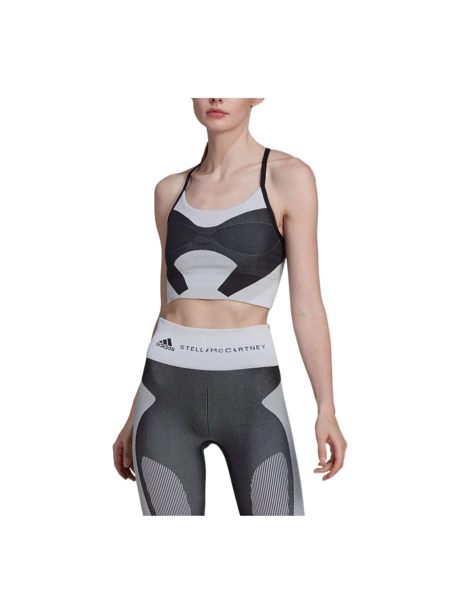 (WMNS) Бюстгальтер для йоги Adidas by Stella McCartney TrueStrength Yoga Knit Light-Support Bra 'Black White', черный/белый