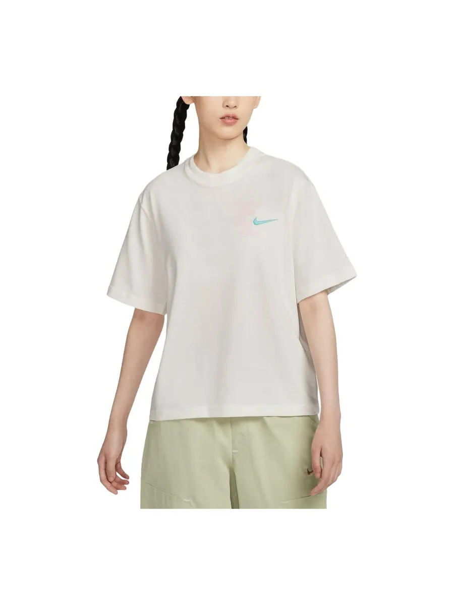Футболка (WMNS) Nike Sportswear Boxy T-Shirt Asia Sizing 'Sail' — изображение 1 из 2, бежевый