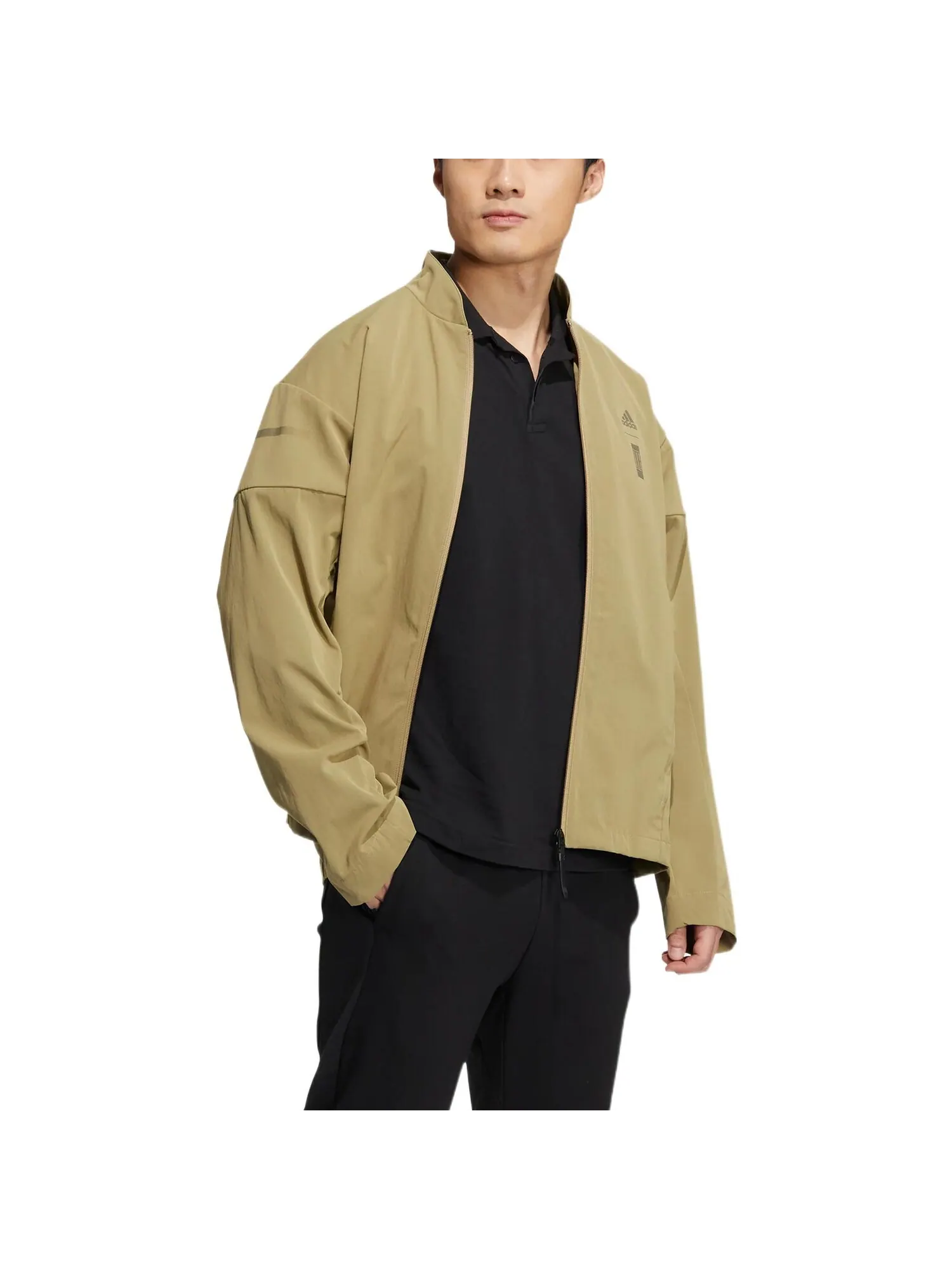 Куртка Adidas Chest Logo Stand Collar Zipper Long Sleeves — изображение 4 из 4, коричневый