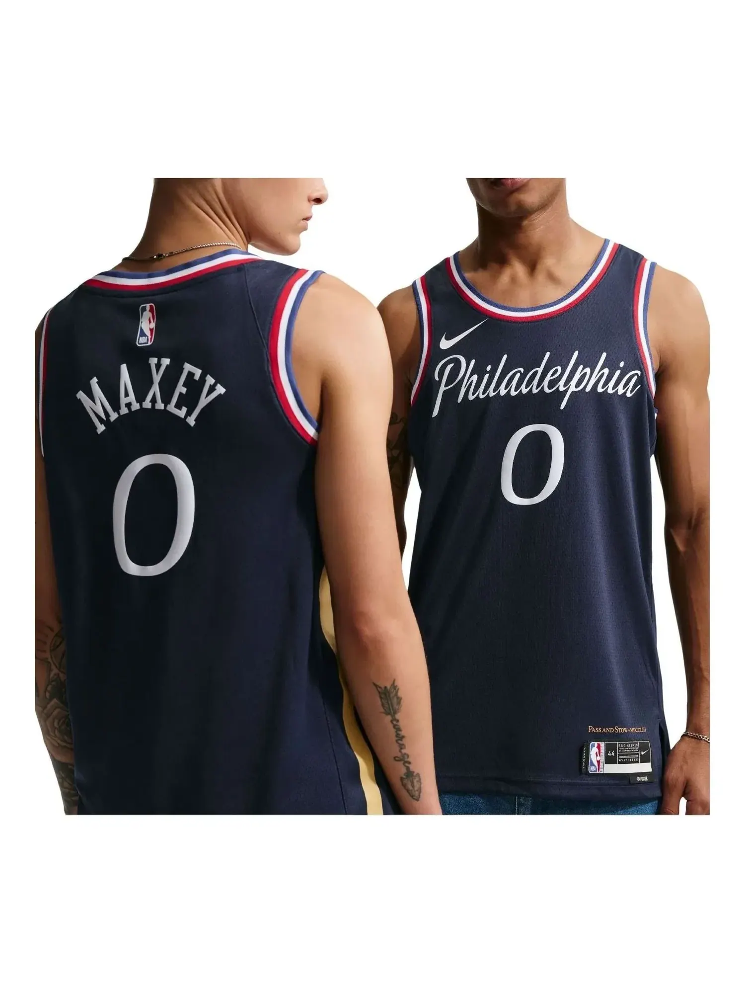 Мужская баскетбольная джерси Nike NBA Tyrese Maxey Philadelphia 76ers City Edition Swingman — изображение 1 из 2, темно-синий