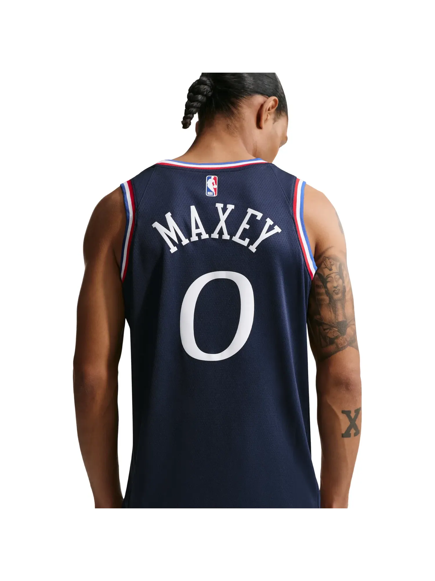 Мужская баскетбольная джерси Nike NBA Tyrese Maxey Philadelphia 76ers City Edition Swingman — изображение 2 из 2, темно-синий