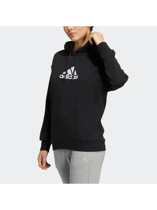 Толстовка (WMNS) adidas Logo Hoodie 'Black' — изображение 2 из 4, черный