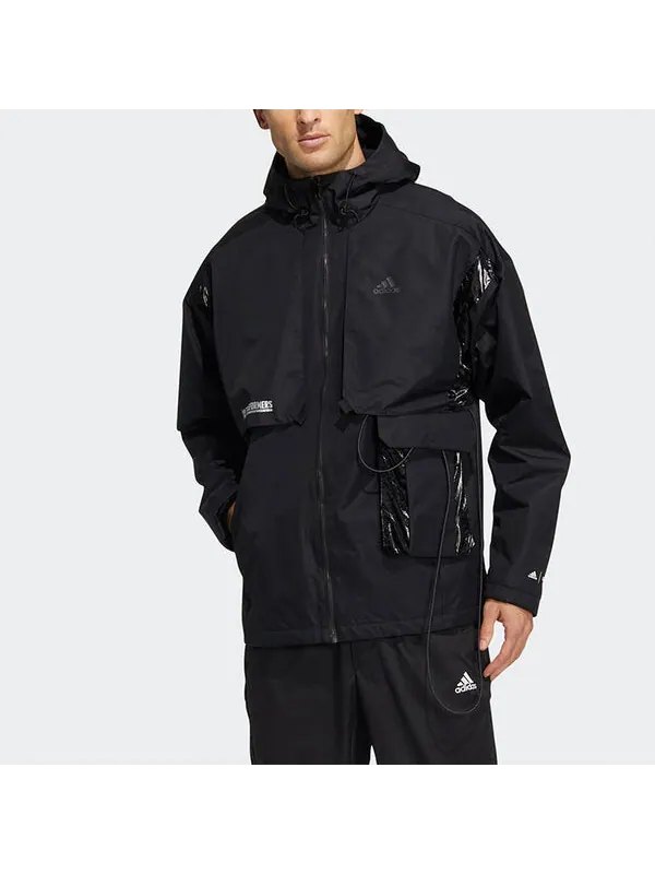 Куртка Men's adidas x Transformers Crossover Solid Color Sports Long Sleeves Hooded Jacket Black — изображение 4 из 4, черный