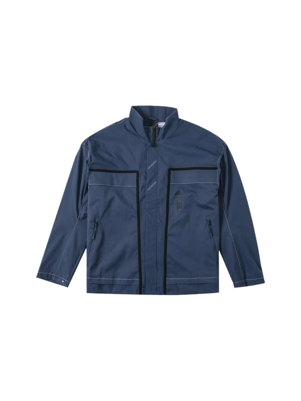 Куртка Adidas Loose Casual Splicing Windproof Stand Collar — изображение 1 из 6, синий