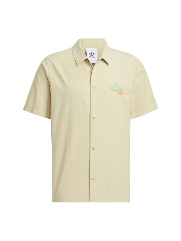 Рубашка adidas originals Solid Color Cartoon Pattern Casual Short Sleeve Shirt Khaki — изображение 1 из 4, мульти