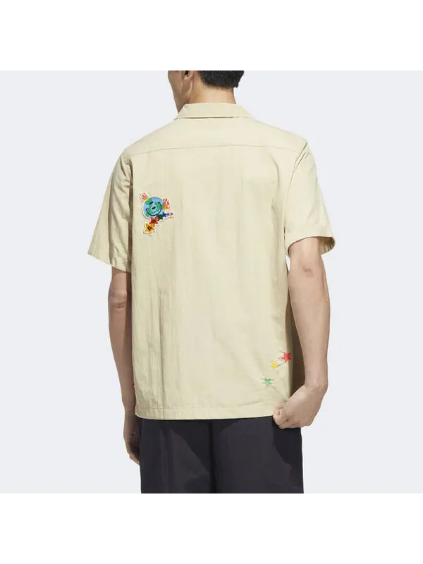 Рубашка adidas originals Solid Color Cartoon Pattern Casual Short Sleeve Shirt Khaki — изображение 3 из 4, мульти