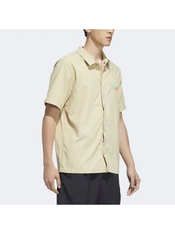 Рубашка adidas originals Solid Color Cartoon Pattern Casual Short Sleeve Shirt Khaki — изображение 4 из 4, мульти