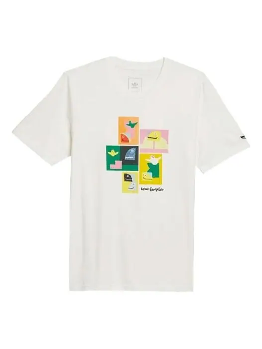 Футболка men's ss22 pattern printing round neck short sleeve white t-shirt Adidas — изображение 1 из 4, мульти