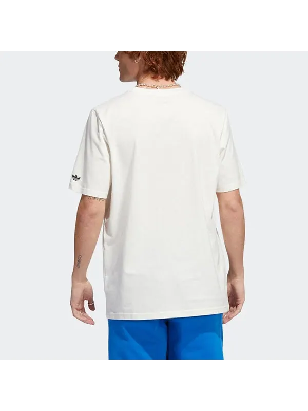 Футболка men's ss22 pattern printing round neck short sleeve white t-shirt Adidas — изображение 4 из 4, мульти