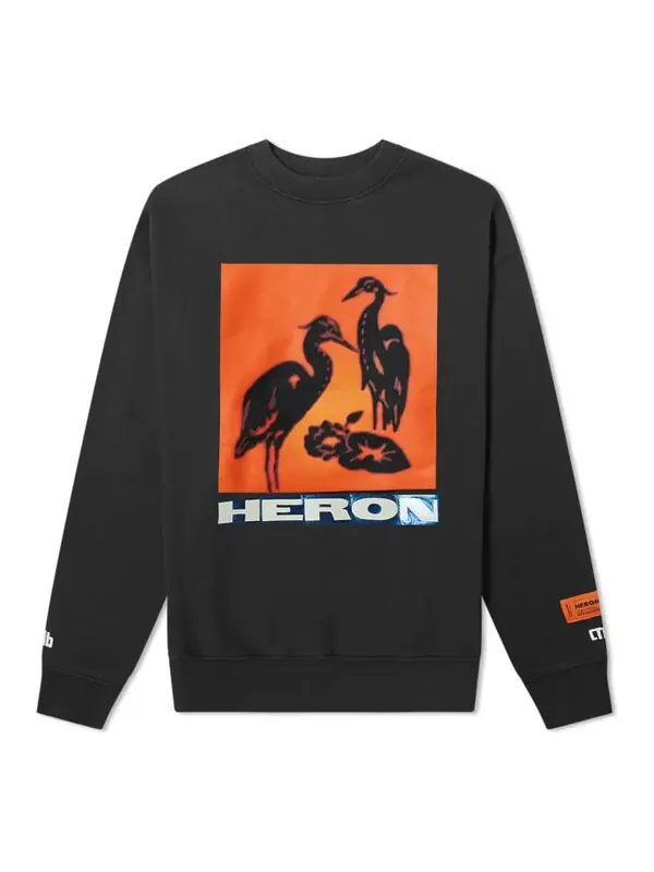 Толстовка heron tape crew sweatshirt 'black' Heron Preston — изображение 1 из 3, черный/оранжевый