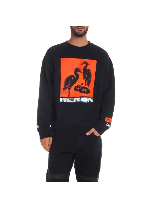 Толстовка heron tape crew sweatshirt 'black' Heron Preston — изображение 3 из 3, черный/оранжевый