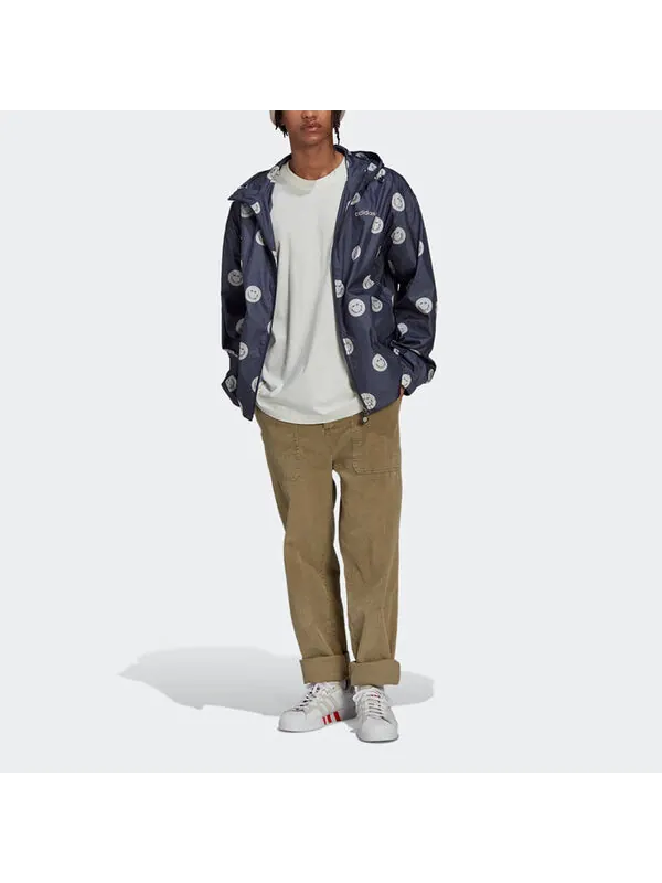 Куртка Men's adidas originals Smiling Face Full Print Casual Hooded Track Jacket Deep Navy Blue — изображение 2 из 4, мульти