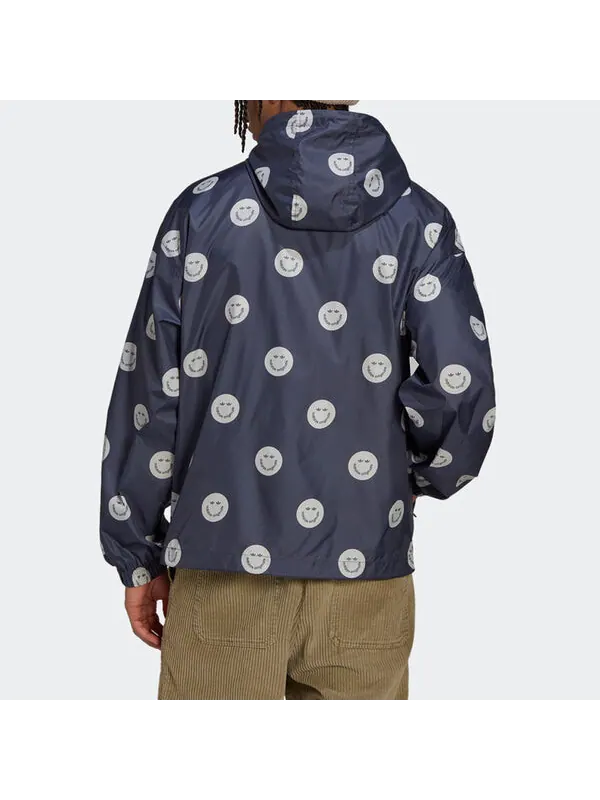 Куртка Men's adidas originals Smiling Face Full Print Casual Hooded Track Jacket Deep Navy Blue — изображение 4 из 4, мульти