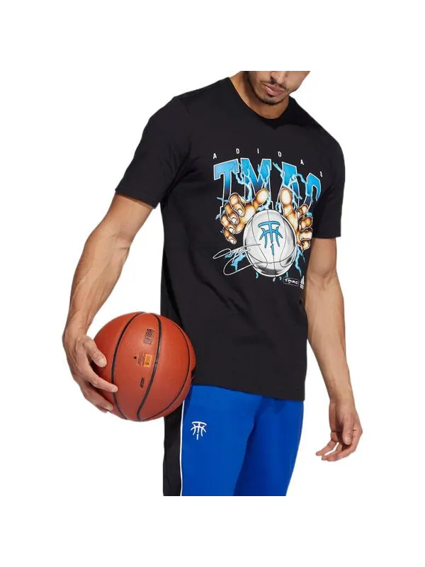 Футболка Men's adidas Alphabet Basketball Printing Round Neck Pullover Sports Short Sleeve Maddie — изображение 3 из 3