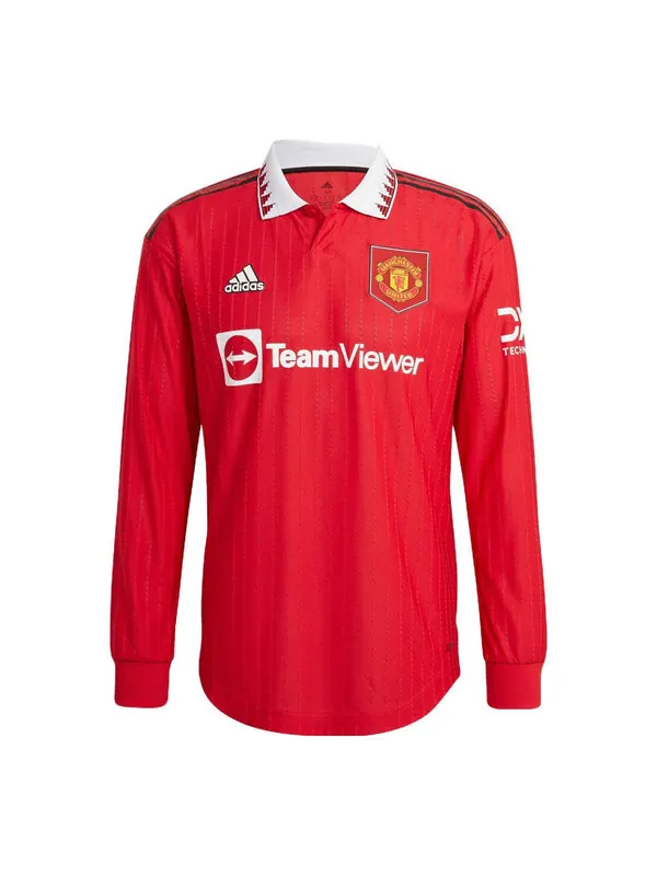 Футболка manchester united 22 23 с длинным рукавом домашняя аутентичная футболка Adidas — изображение 1 из 4, красный