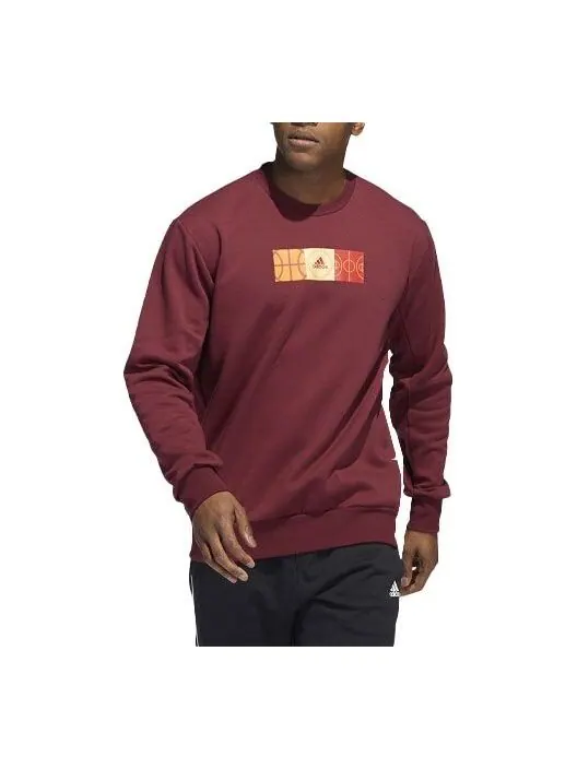Толстовка Men's adidas Mic Gfx Crew Limited Basketball Sports Printing Fleece Lined Round Neck — изображение 1 из 3, красный