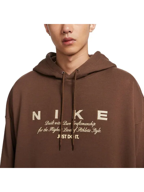 Толстовка club hoodie 'brown' Nike — изображение 3 из 4, коричневый/белый