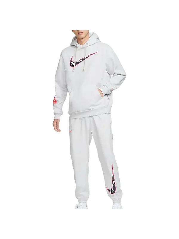 Толстовка standard issue therma-fit hoodie 'white' Nike — изображение 3 из 3, белый/оранжевый/черный
