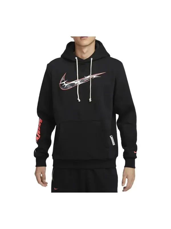 Толстовка standard issue hoodie 'black' Nike — изображение 1 из 4, черный/оранжевый