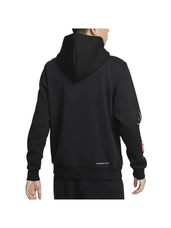 Толстовка standard issue hoodie 'black' Nike — изображение 2 из 4, черный/оранжевый