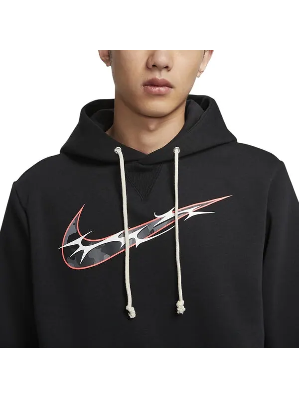 Толстовка standard issue hoodie 'black' Nike — изображение 3 из 4, черный/оранжевый