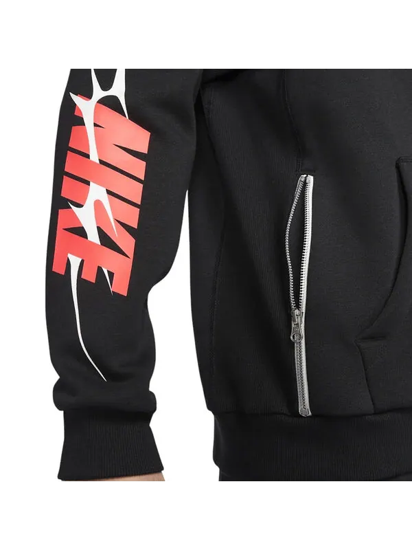 Толстовка standard issue hoodie 'black' Nike — изображение 4 из 4, черный/оранжевый