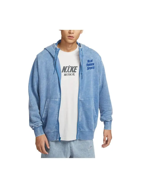 Куртка клубные полноразмерные Куртка с капюшоном на молнии азиатские размеры Nike — изображение 1 из 2, синий
