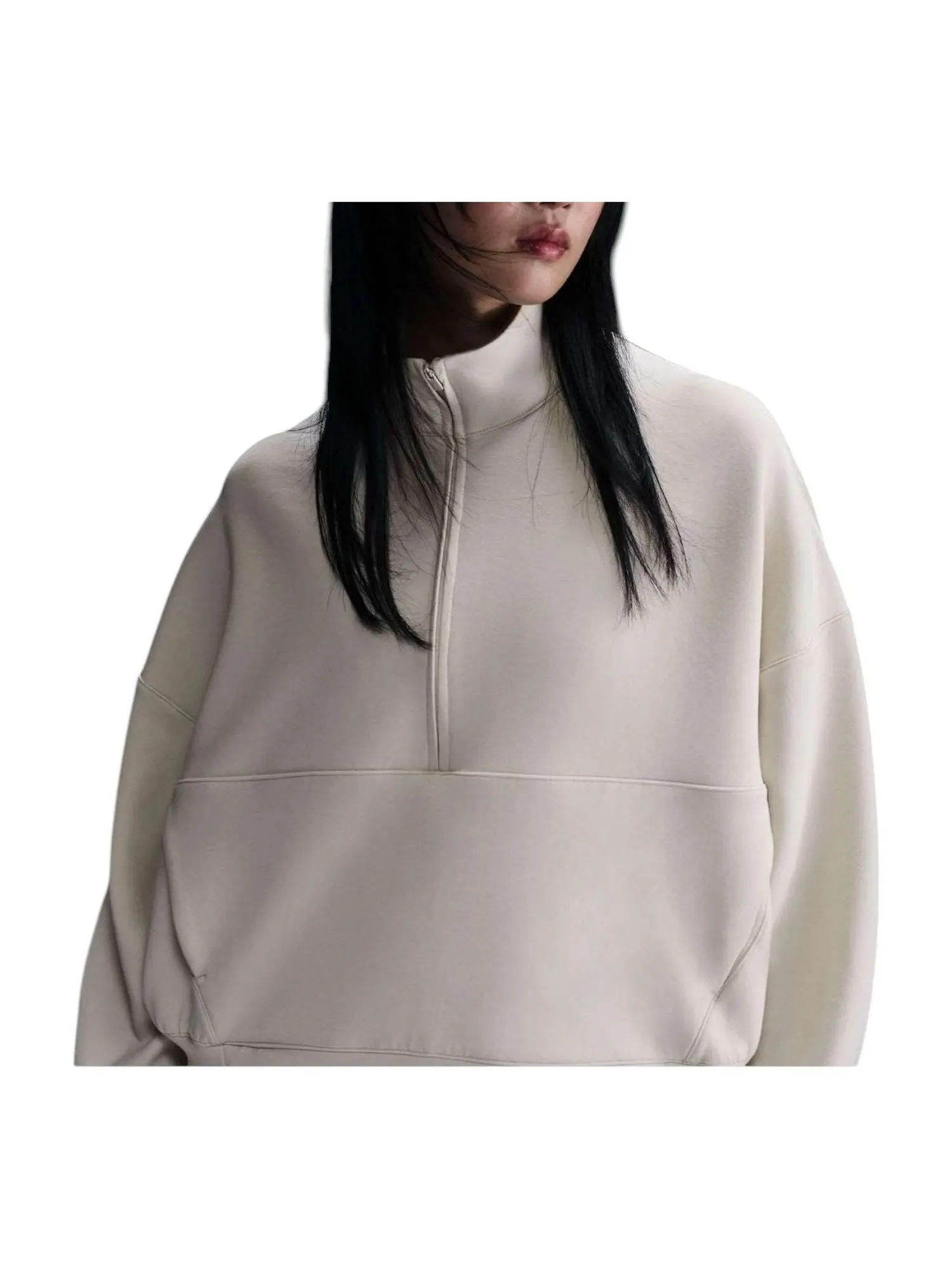 Футболка (WMNS) Nike 24.7 ImpossiblySoft Dri-FIT 1/2-Zip T-shirt Oversized Fit 'Light Orewood Brown' — изображение 1 из 3