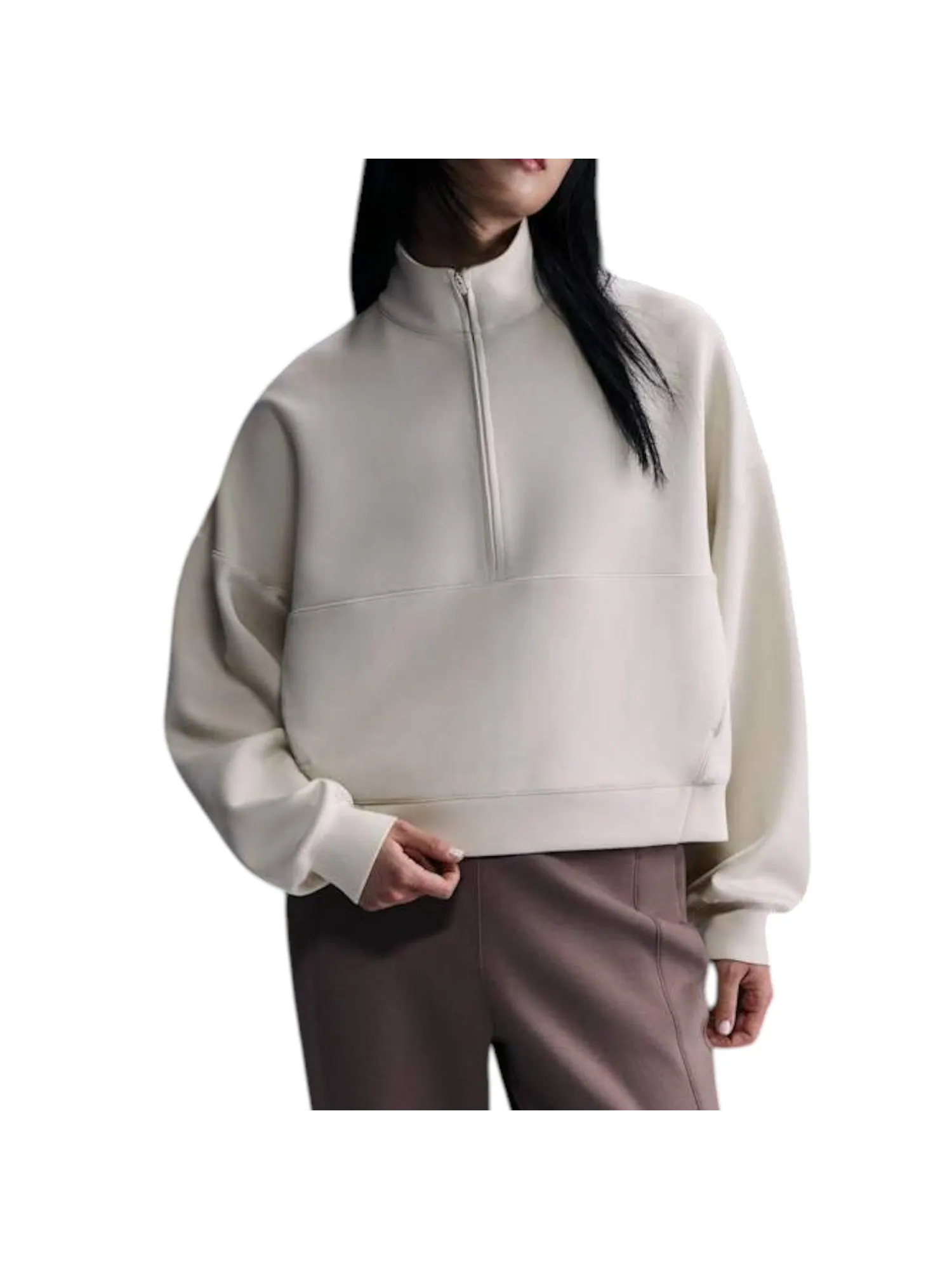 Футболка (WMNS) Nike 24.7 ImpossiblySoft Dri-FIT 1/2-Zip T-shirt Oversized Fit 'Light Orewood Brown' — изображение 3 из 3