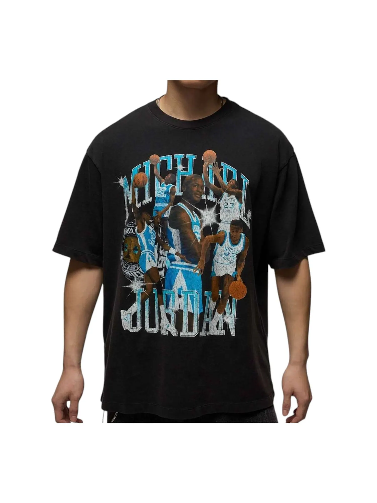 Футболка Air Jordan Flight Essentials Graphic Relaxed Fit T-Shirt 'Black Dark Powder Blue' — изображение 1 из 2, черный