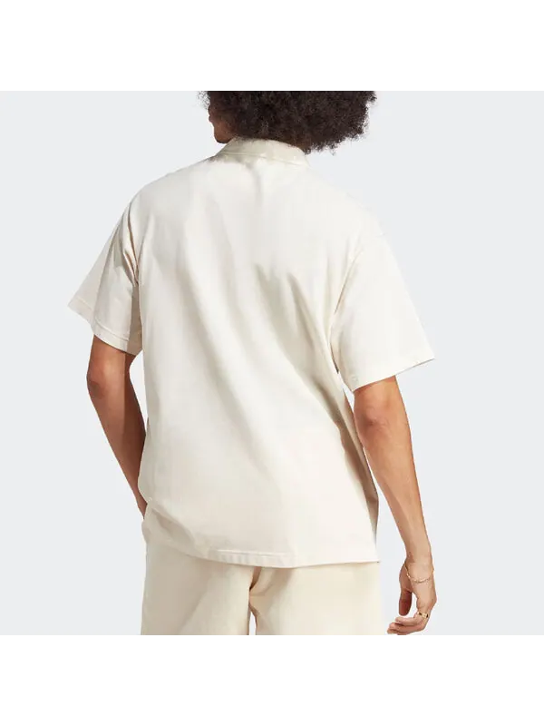 Футболка Adidas Premium Essentials Polo Shirt 'Beige' — изображение 3 из 4, бежевый