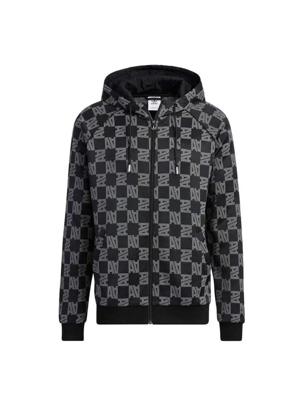 Куртка adidas Monogram Jacket 'Black White' — изображение 1 из 4, черный/серый