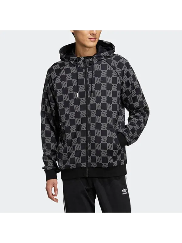 Куртка adidas Monogram Jacket 'Black White' — изображение 2 из 4, черный/серый