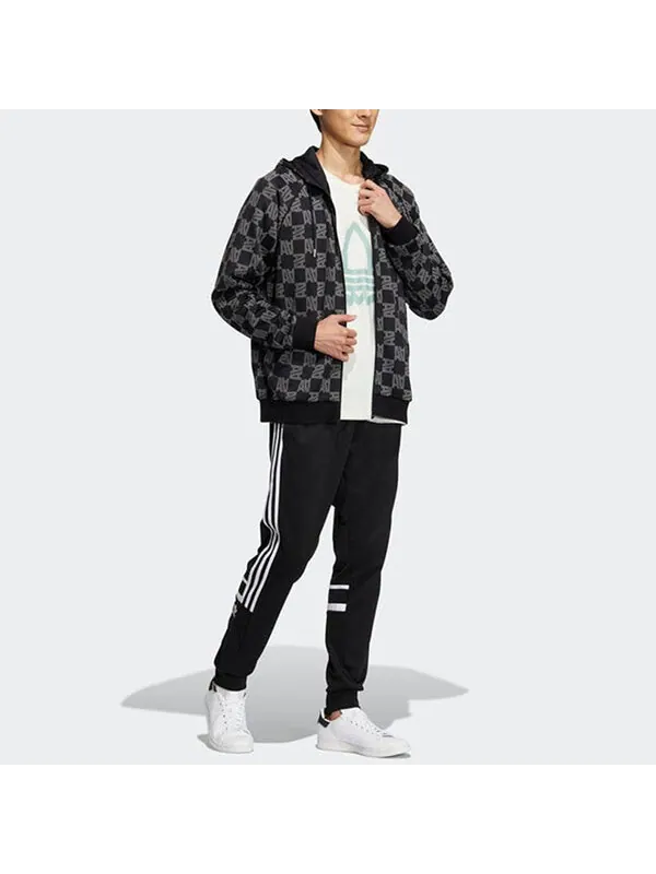 Куртка adidas Monogram Jacket 'Black White' — изображение 4 из 4, черный/серый